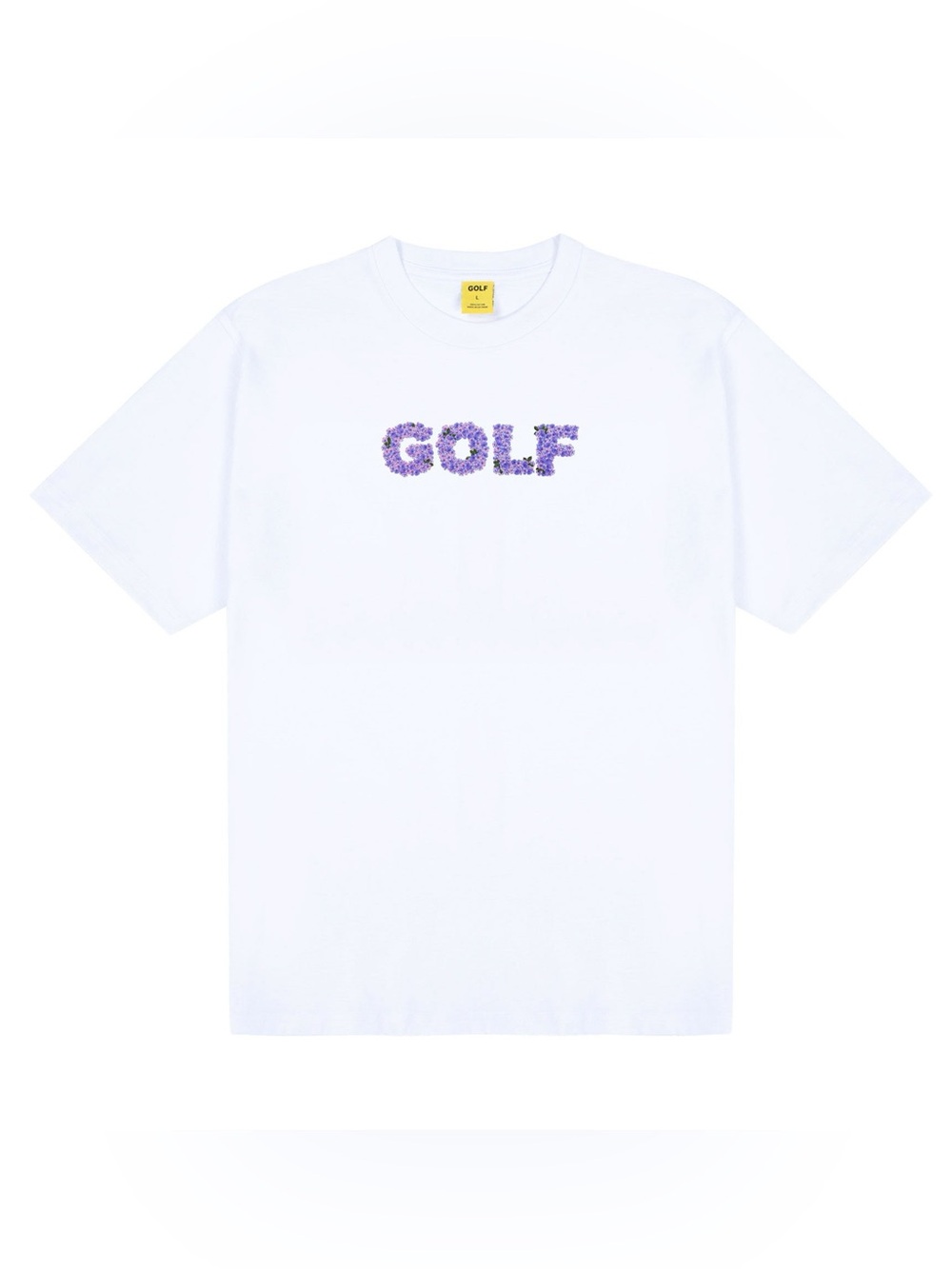Golf Wang White Bloom Tee with Purple Floral 'GOLF' Logo